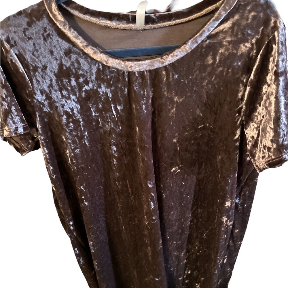 NWOT acting pro mauve velvet short sleeve round neck tee size X-Large cute